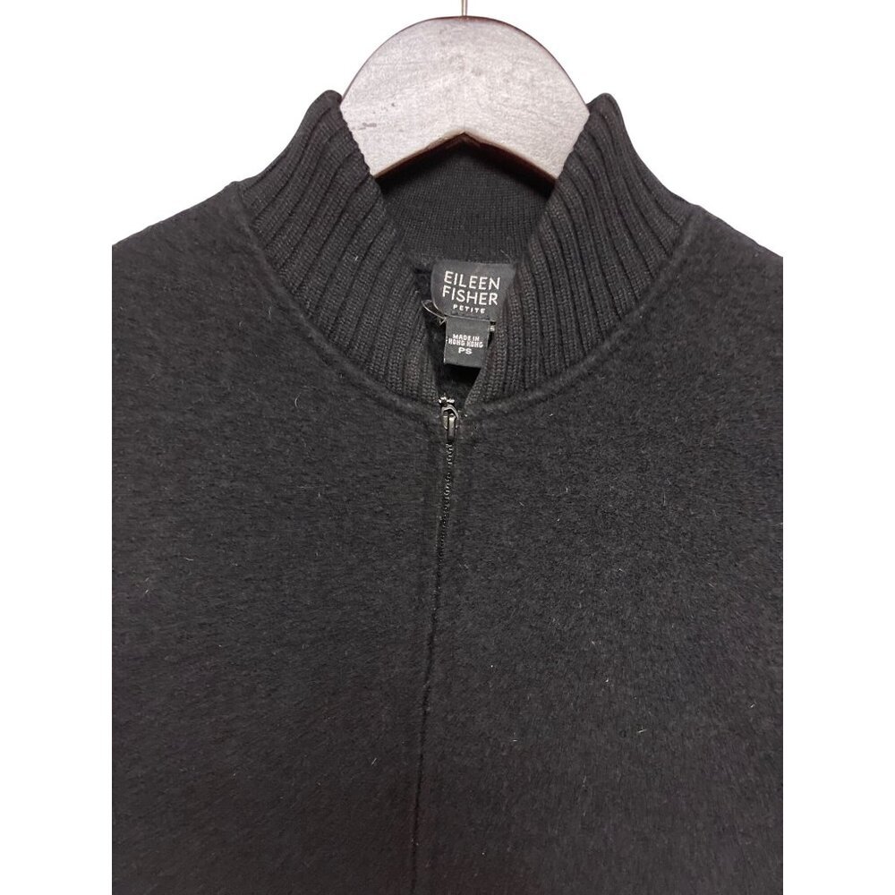 Eileen Fisher Women's Sweater Cardigan 100% Wool Black Two Way Zip Petite Small - Picture 4 of 9